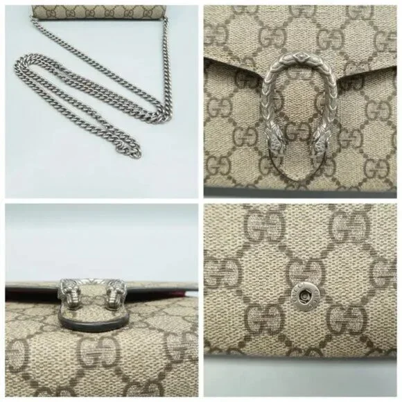 100% Authentic GUCCI Dionysus Brown Canvas Shoulder Bag - Picture 6 of 12